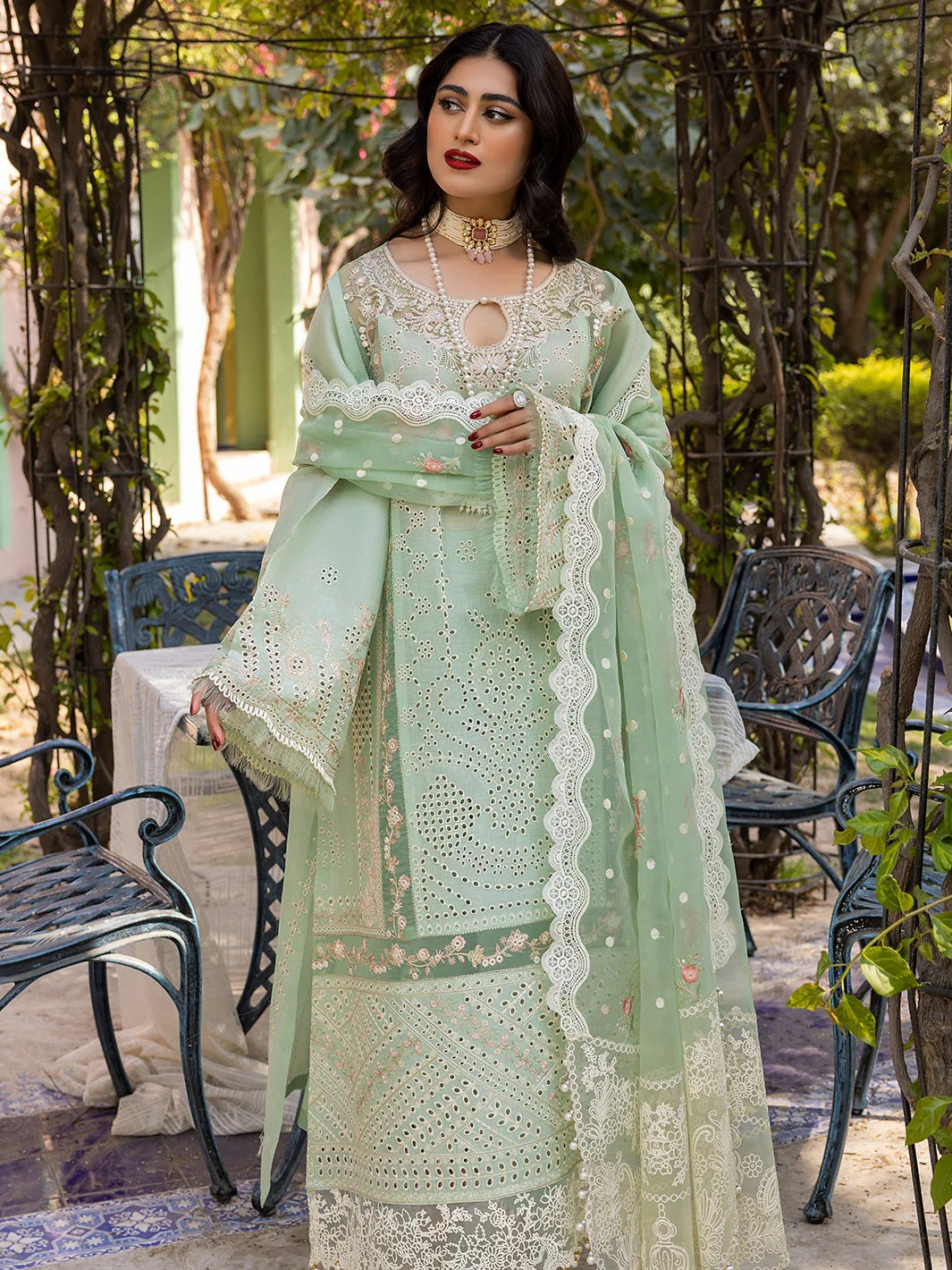Bin Ilyas Luxury Lawn Embroidered 3 Piece Unstitched 701 B