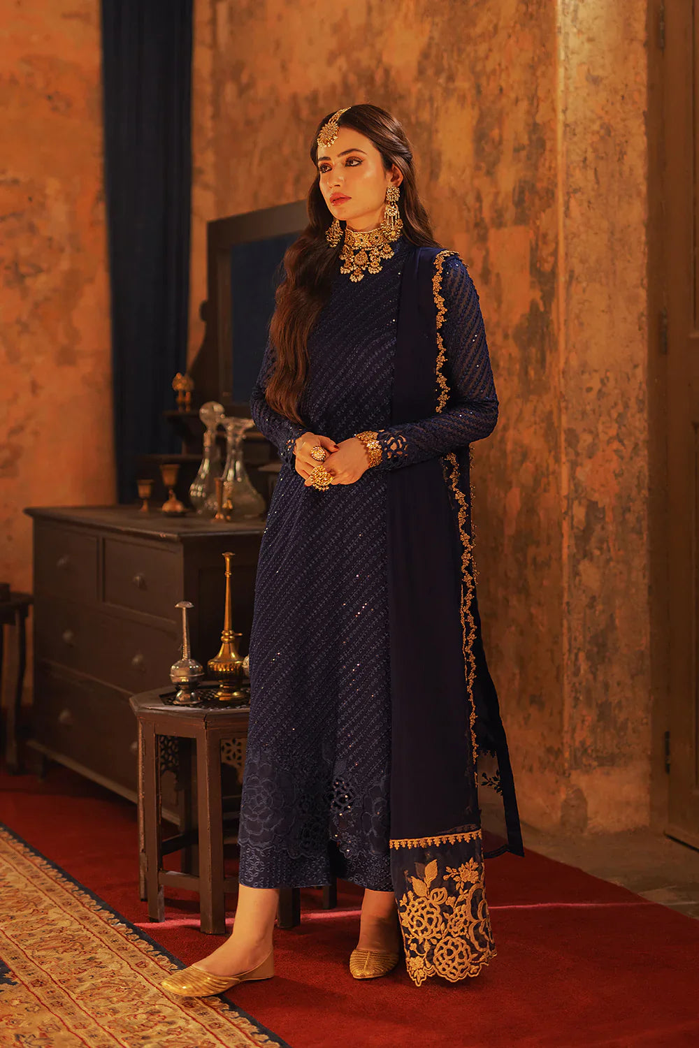 3 Piece Unstitched - Sequins Embroidered Chiffon PS-083 | Azure