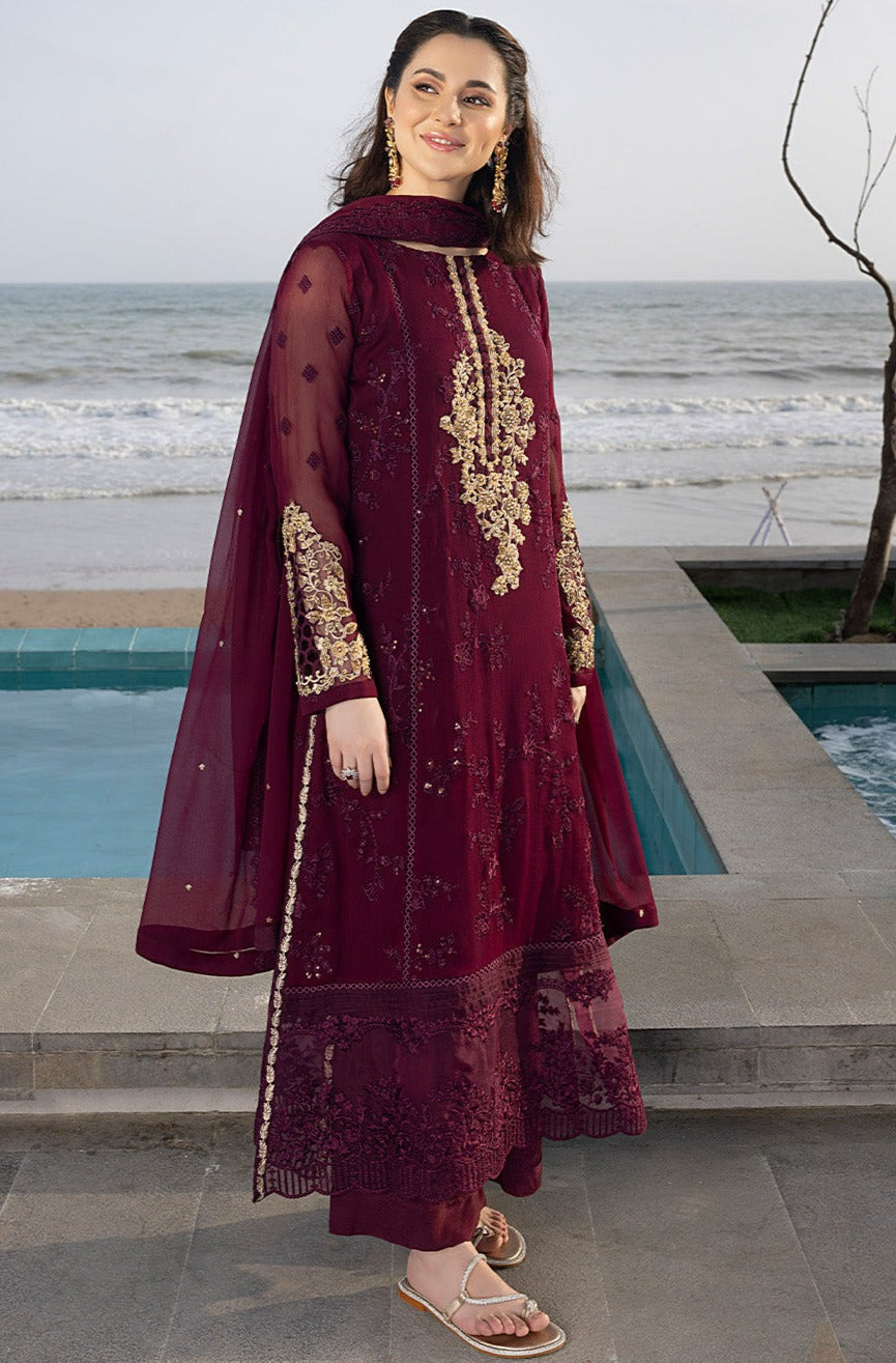 3 Piece Unstitched - Sequins Embroidered Chiffon PN-007 | Azure