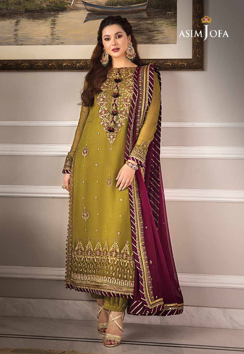 3 Piece Unstitched - Sequence Embroidered Chiffon | AsimJofa