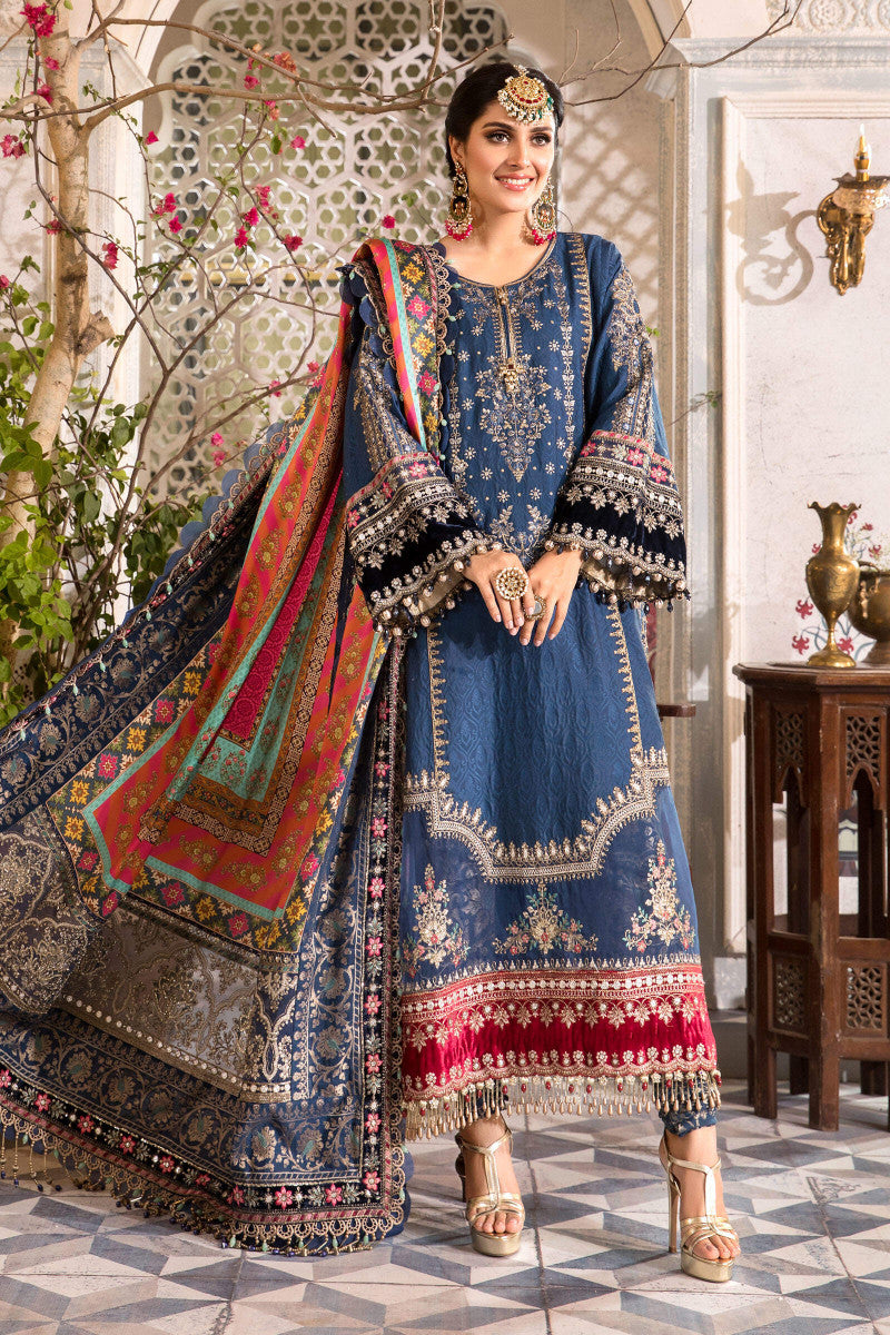 3 Piece Unstitched - Embroidered Katan Self Jacquard | Maria.B