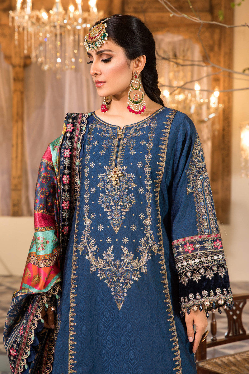3 Piece Unstitched - Embroidered Katan Self Jacquard | Maria.B