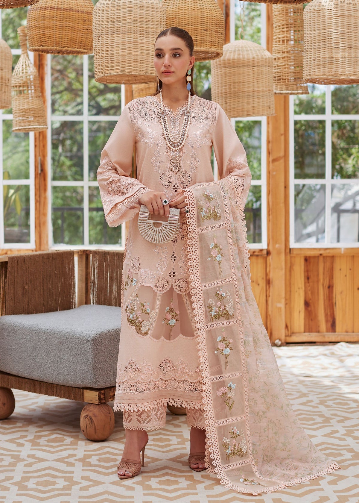 Peach Luxury Lawn By Crimson - 3 Piece Unstitched