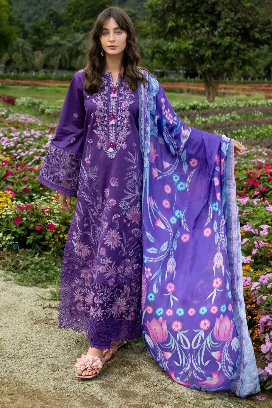 Mushq Purple Luxury Lawn - 3 Piece Unstitched