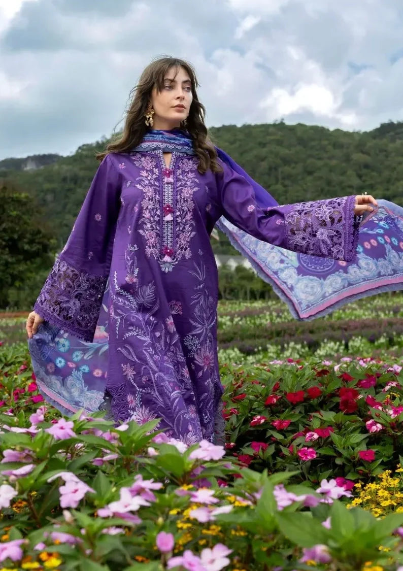 Mushq Purple Luxury Lawn - 3 Piece Unstitched