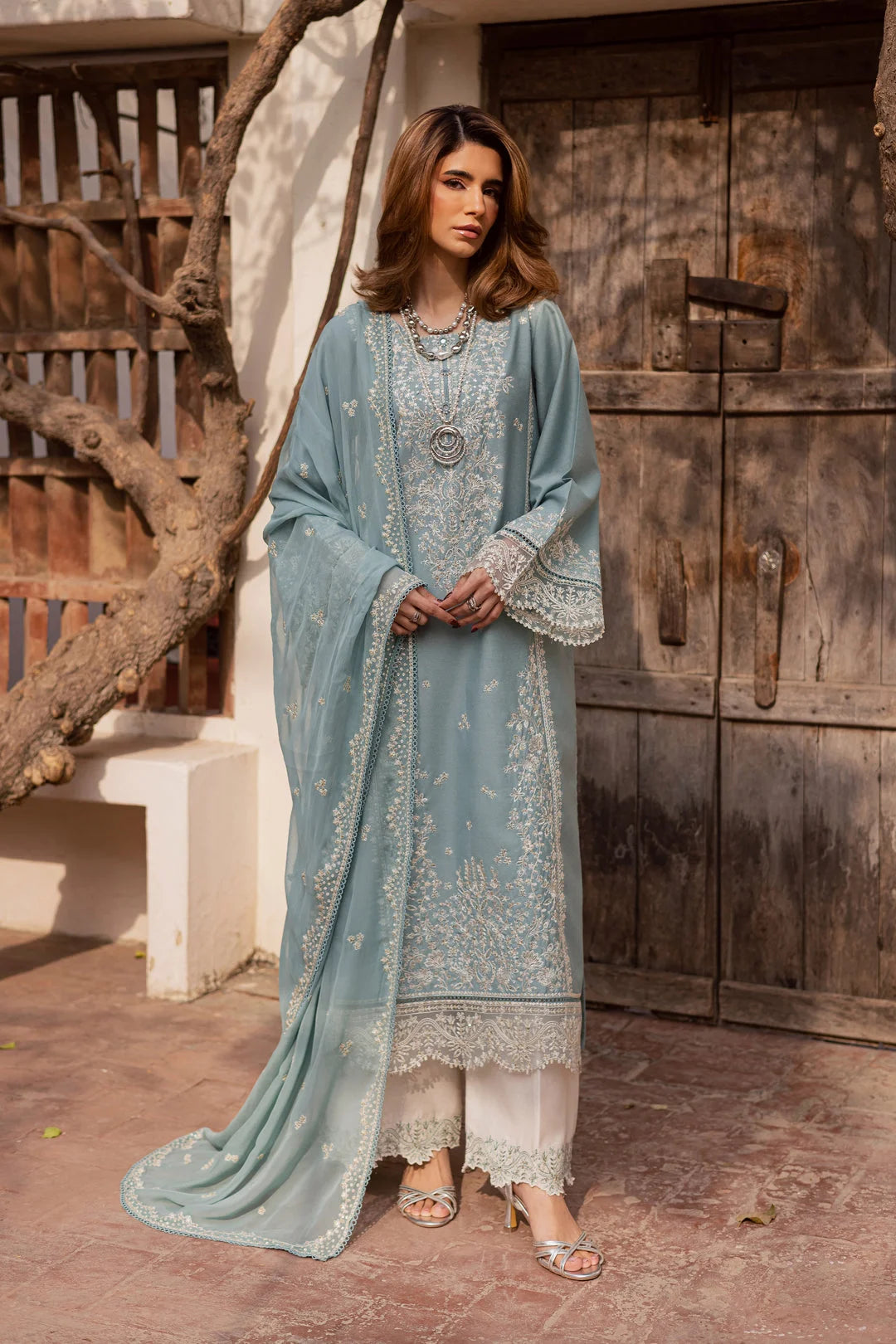Sky Blue Luxury Lawn - 3 Piece Unstitched