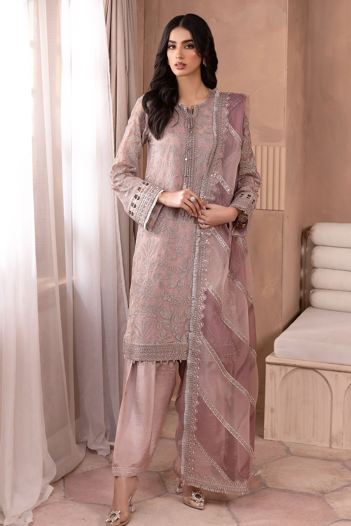 3 Piece Unstitched - Embroidered Chiffon | JAZMIN
