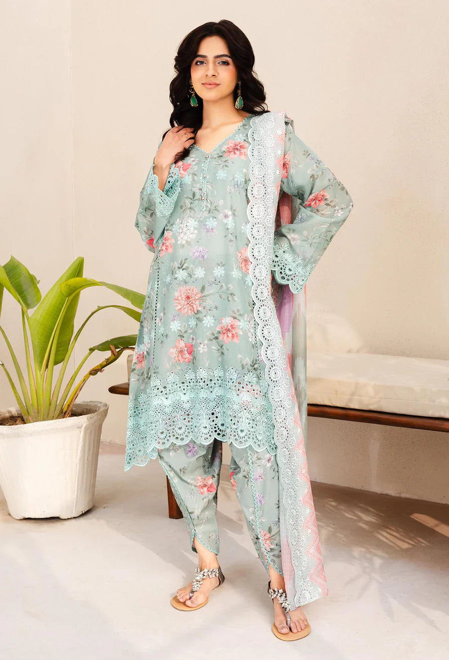 Adan Libas Luxury Lawn Embroidered Unstitched 3 Pc Collection MARISA 8
