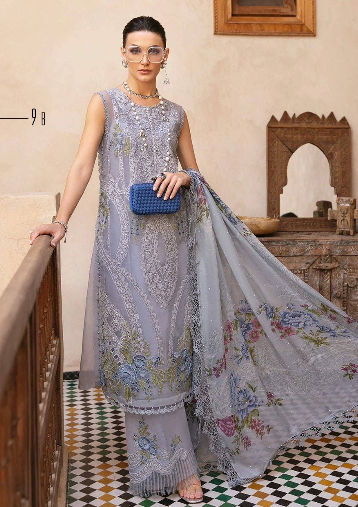 Maria.B luxury Lawn Embroidered Unstitched 3 Piece D-2509-B
