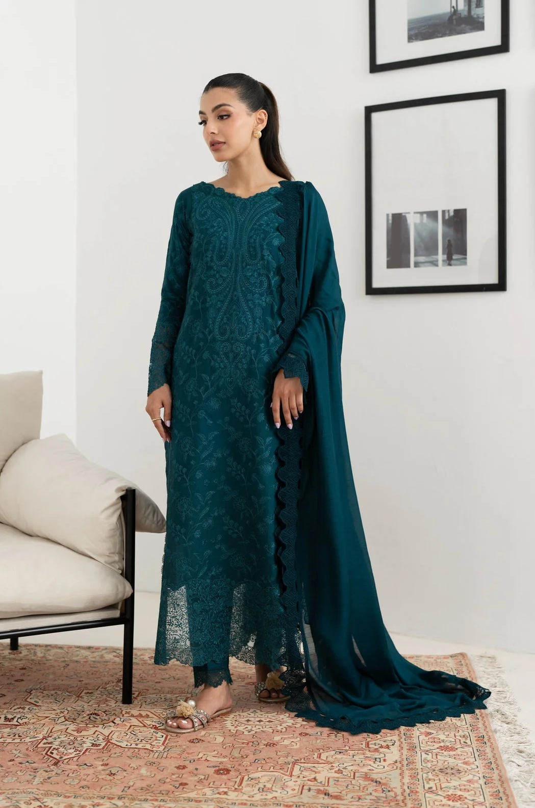 Zaib By Nimsay Luxury Lawn Embroidered Collection NEL-24617 TEAL