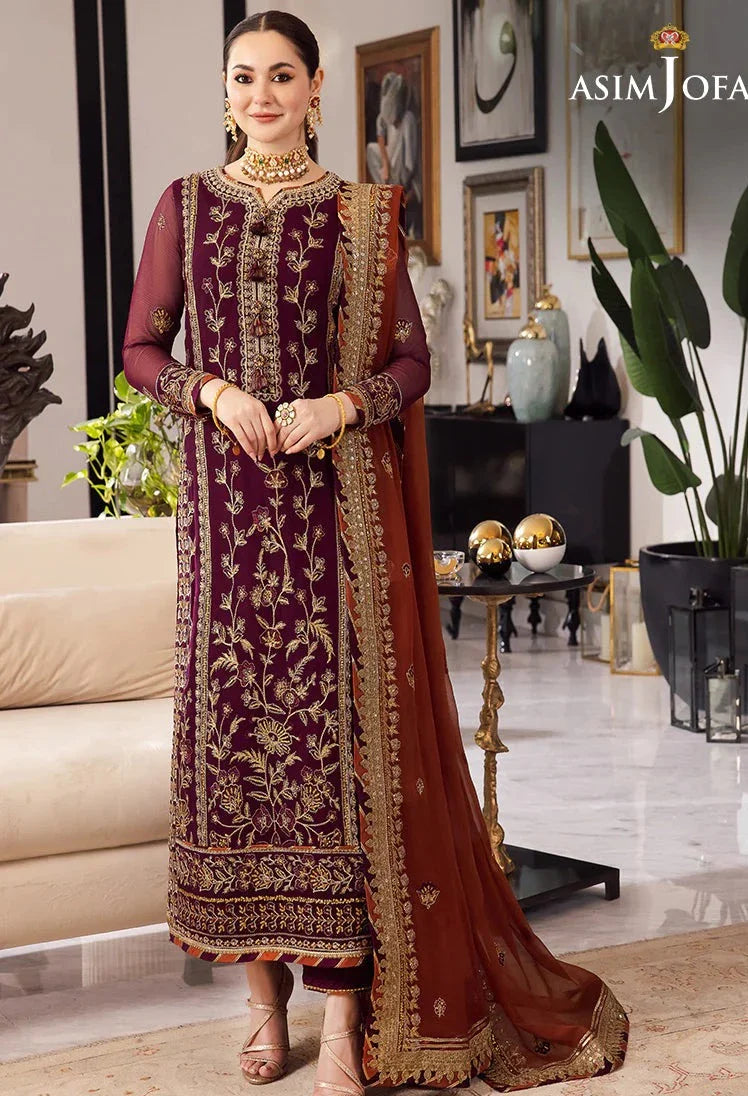 3 Piece Stitched - Embroidered Chiffon PN-003 | Asim Jofa