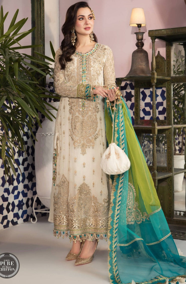 3 Piece Stitched - Embroidered Pure Chiffon | MariaB