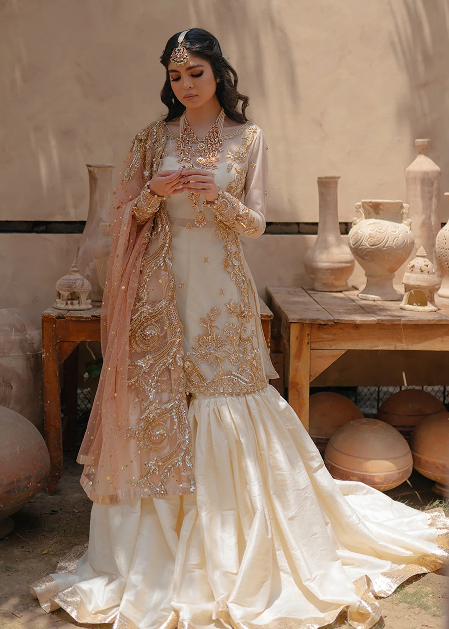 White Organza Ghara Sadaf Fawad - 3 Piece Unstitched