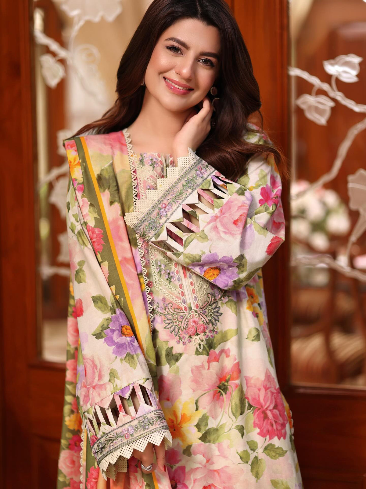 Aneelas Printed Lawn - 3 Piece Unstitched