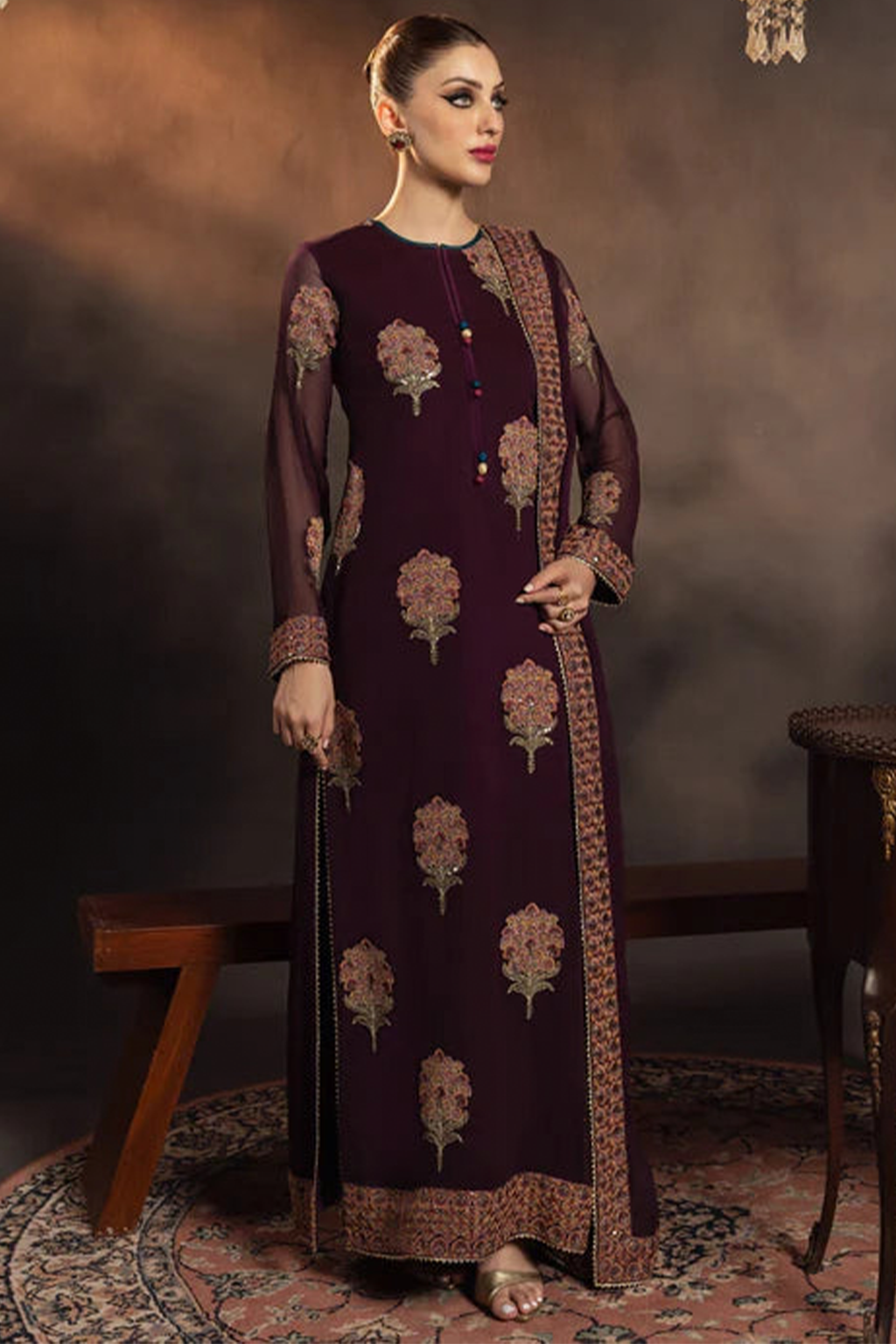 Maliha By Meeral Luxe | Embroidered Chiffon - 3 Piece Unstitched