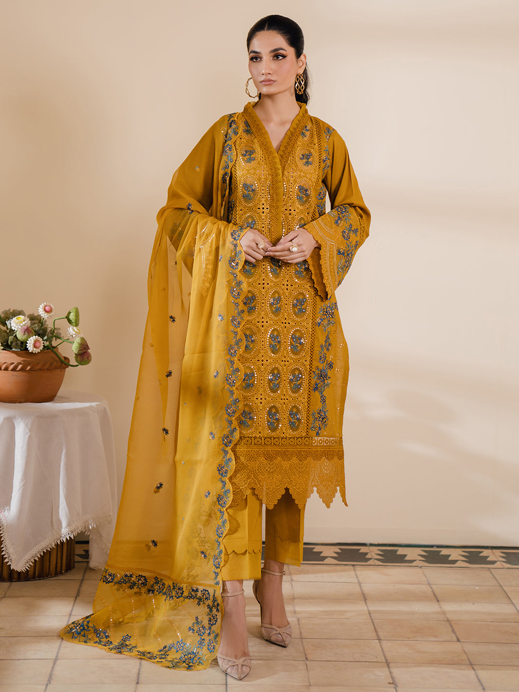 Azlin By Bin Ilyas | ChikanKari -3 Piece Unstitched