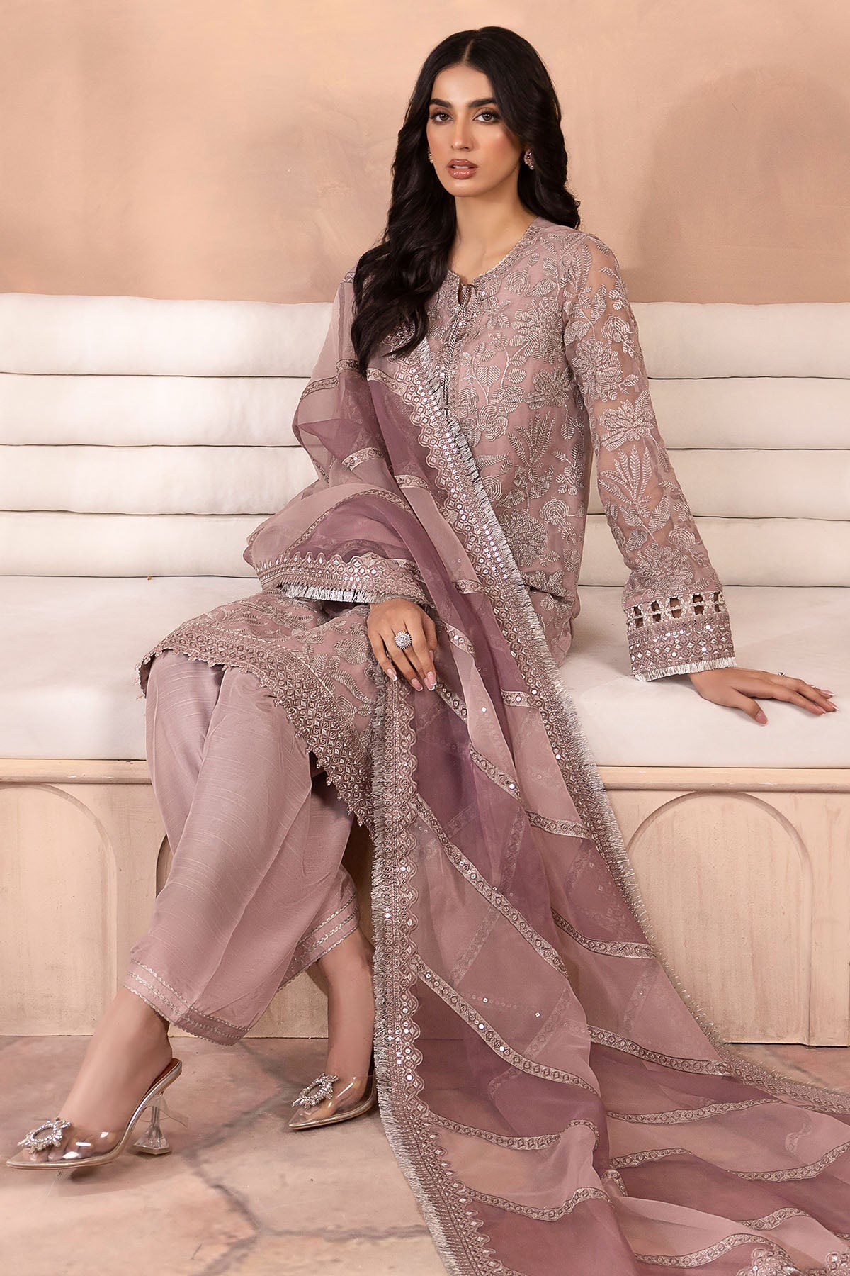 3 Piece Unstitched - Embroidered Chiffon | JAZMIN
