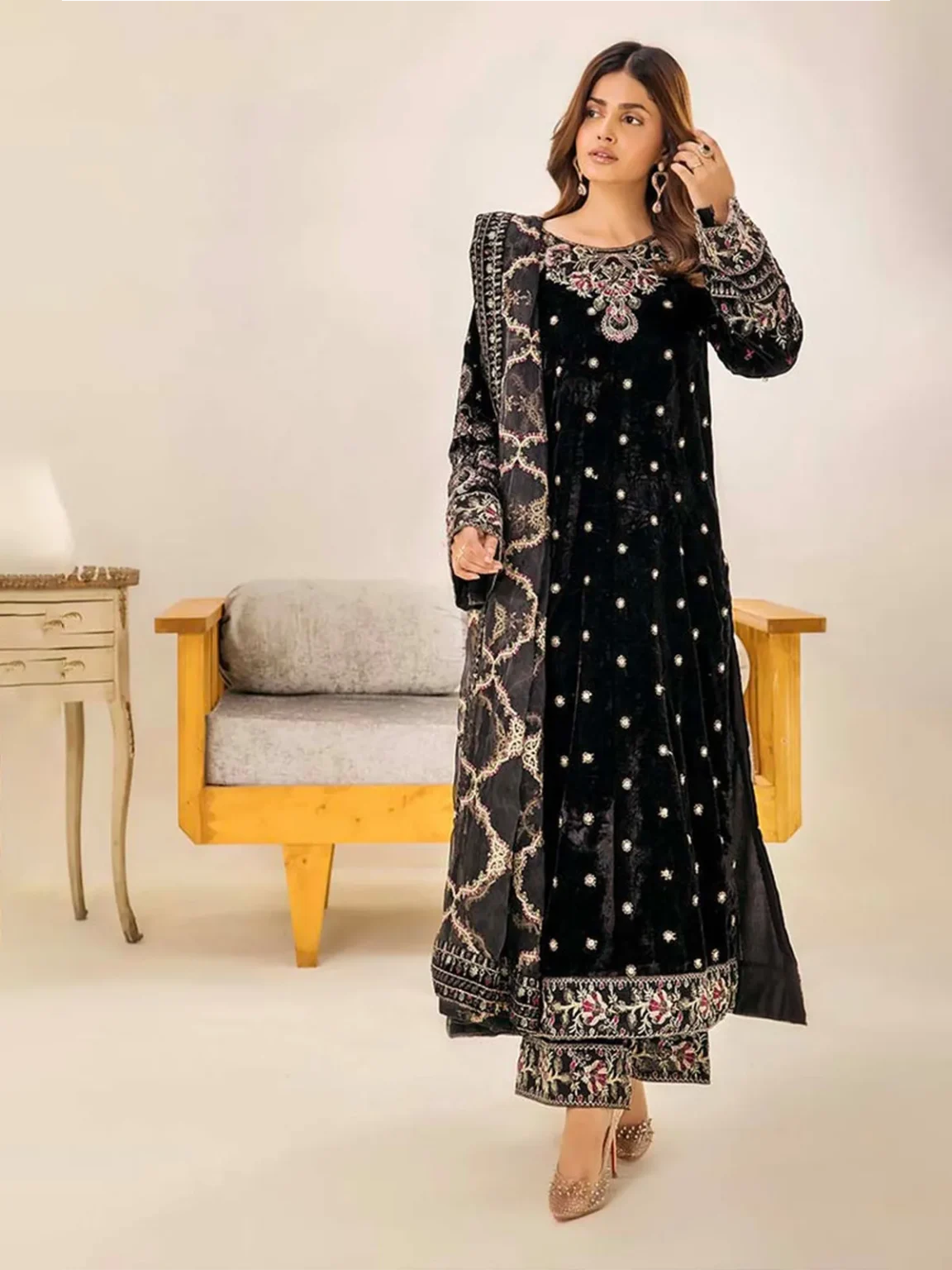 Adan's Libas Velvet - 3 Piece Unstitched